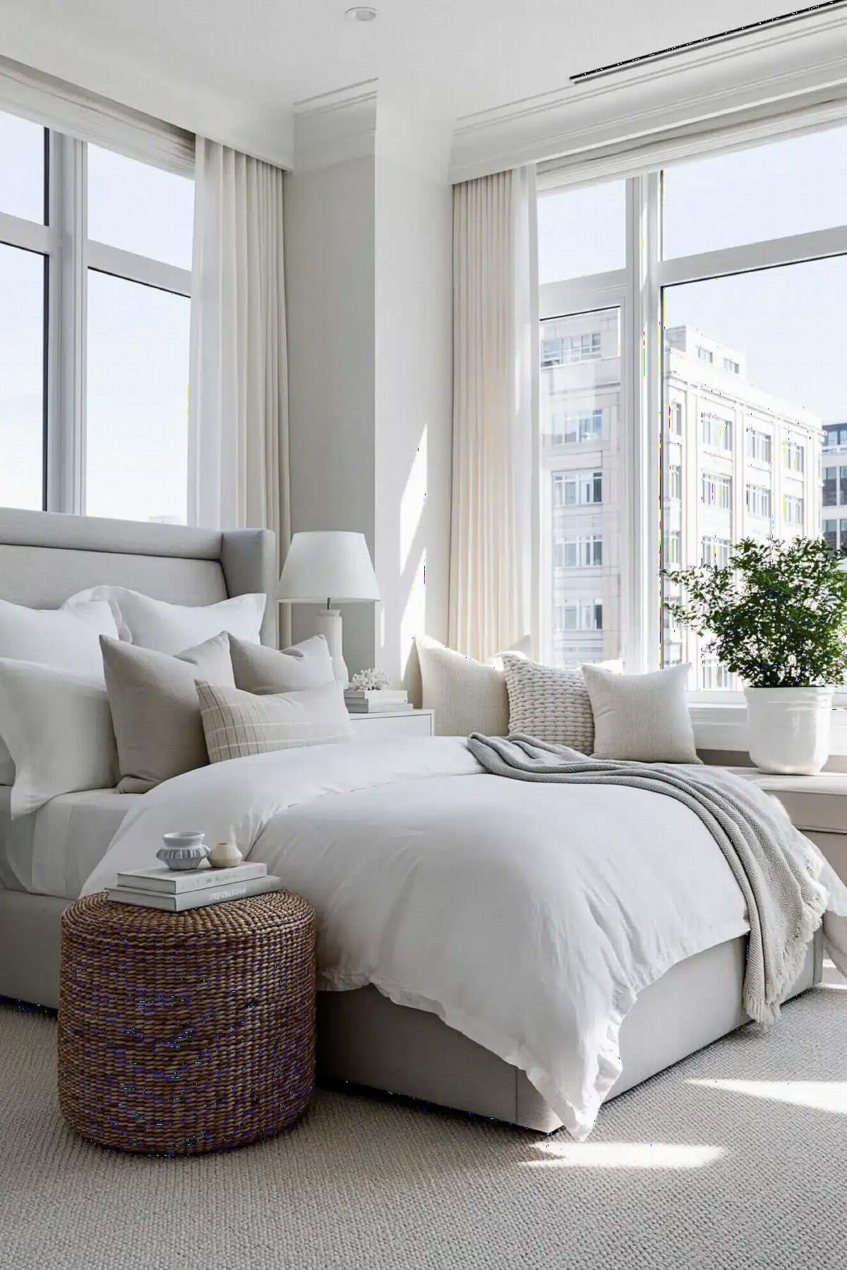 Sunlit Grey with Woven Rattan