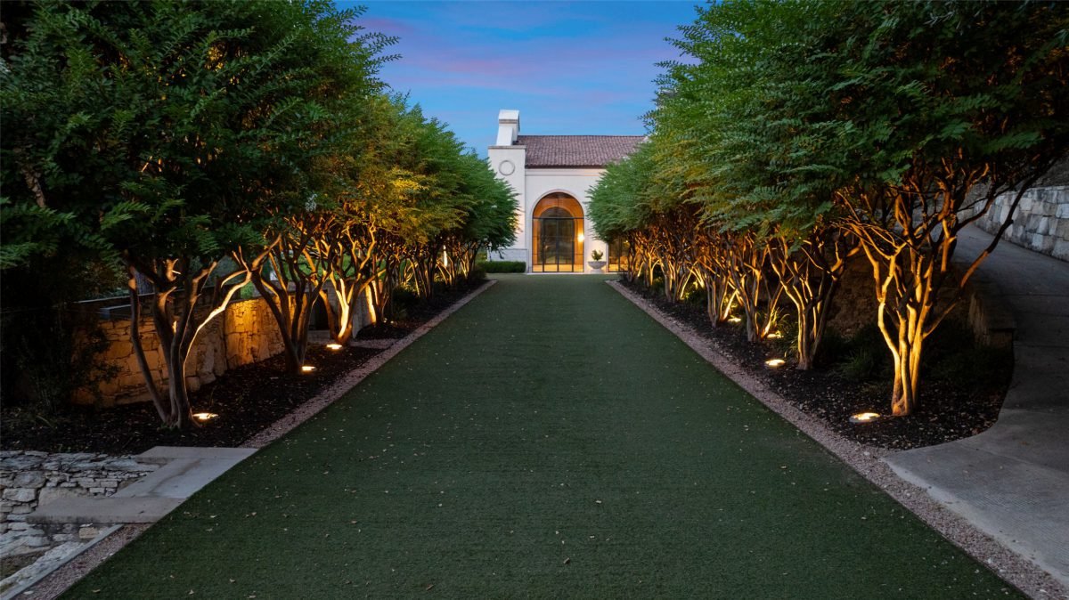 Emerald Walkway with Uplighting