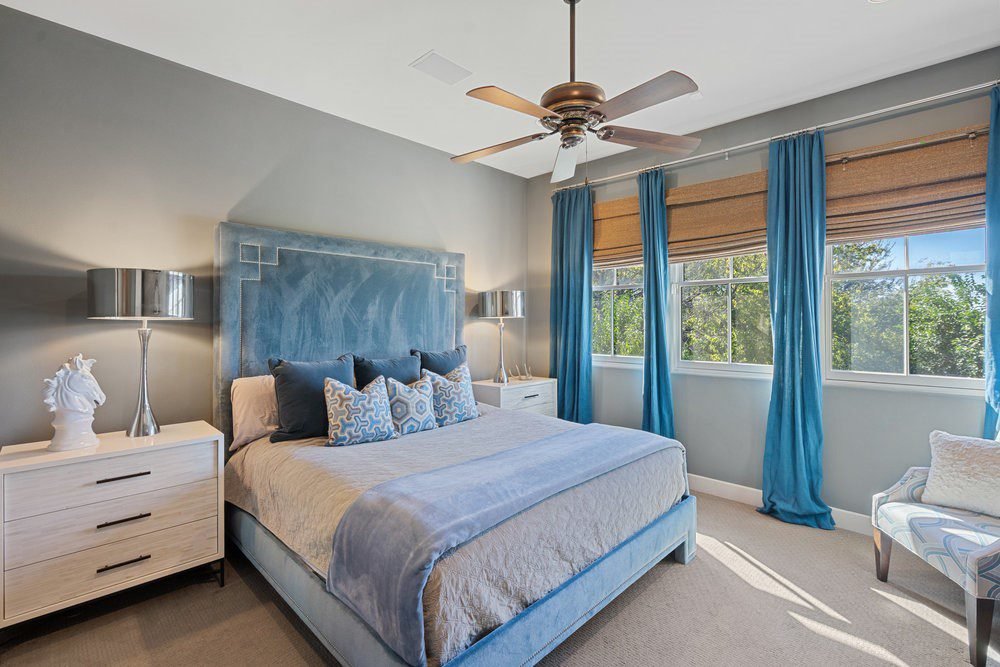 Powder Blue with Velvet Headboard
