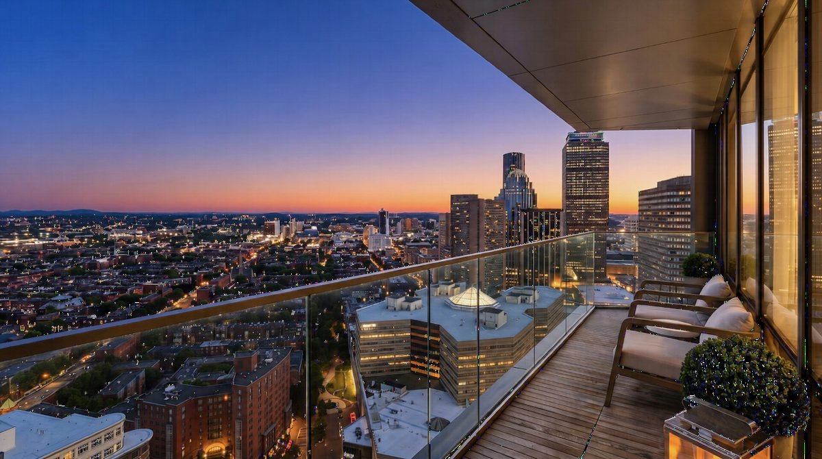 Dusk Terrace with Glass Railing