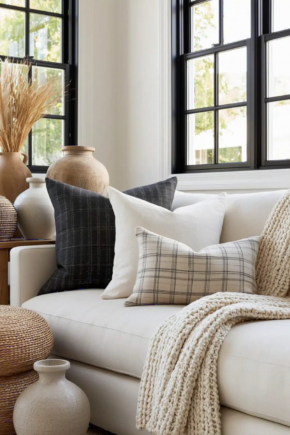 Plaid Comfort and Matte Black Frames