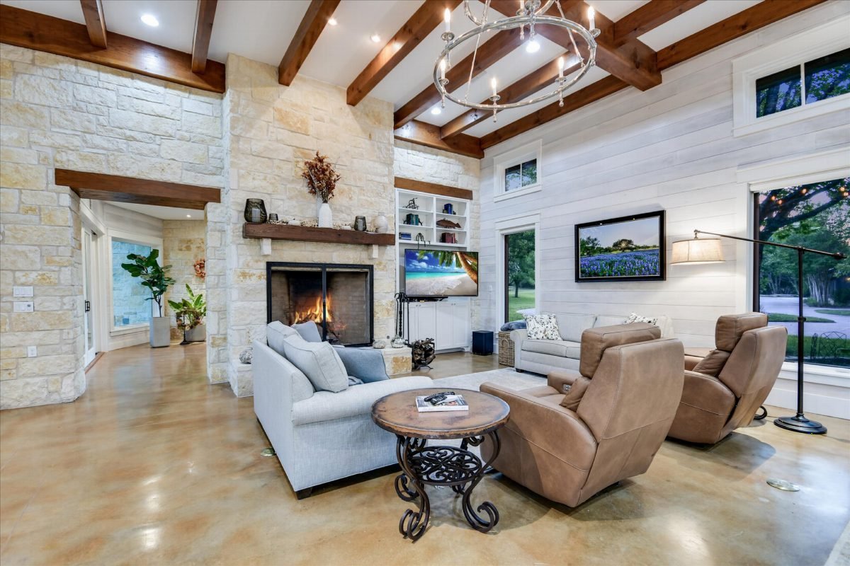 Stone Hearth and White Shiplap