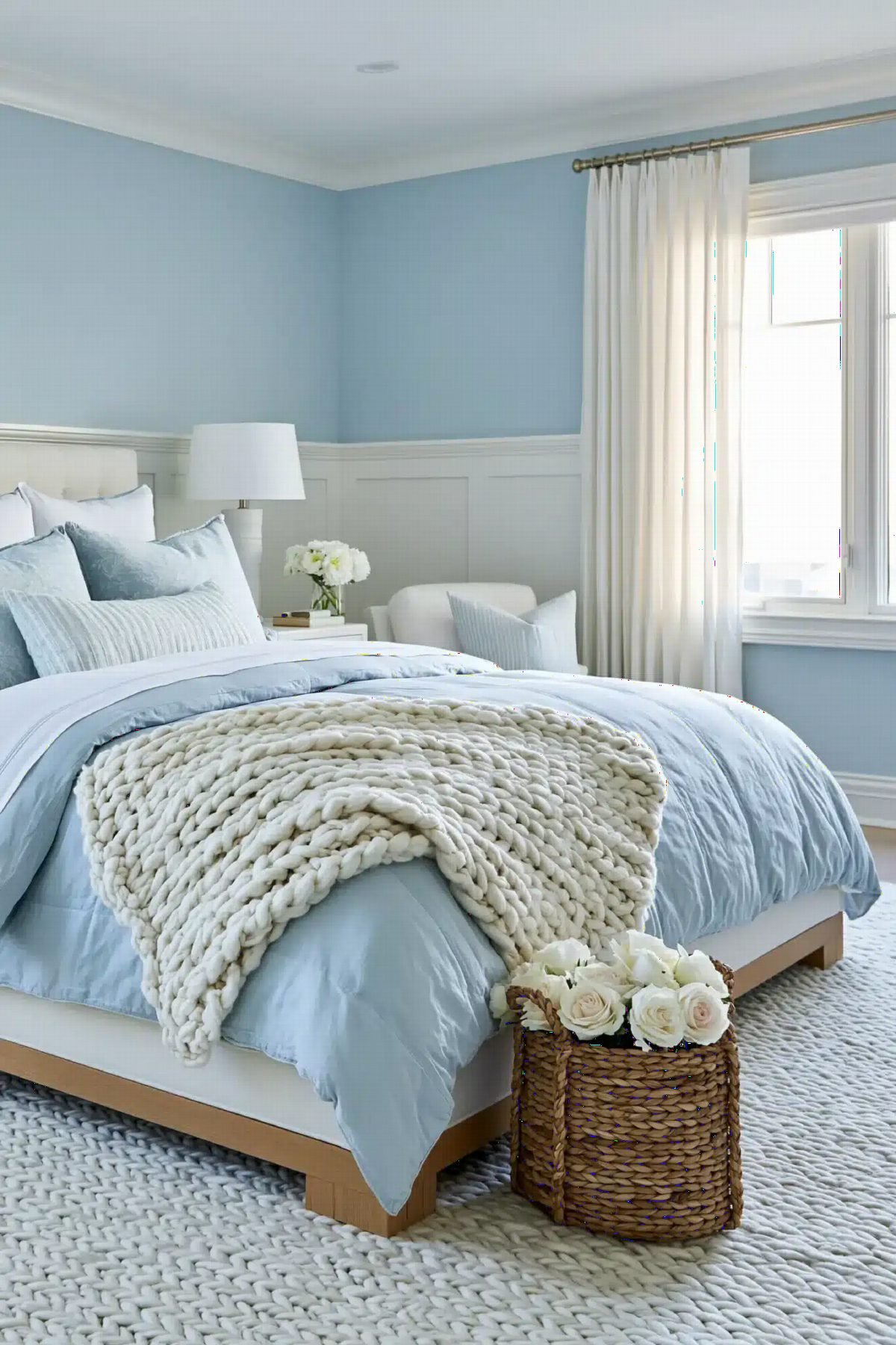 Faded Blue with Chunky Knit