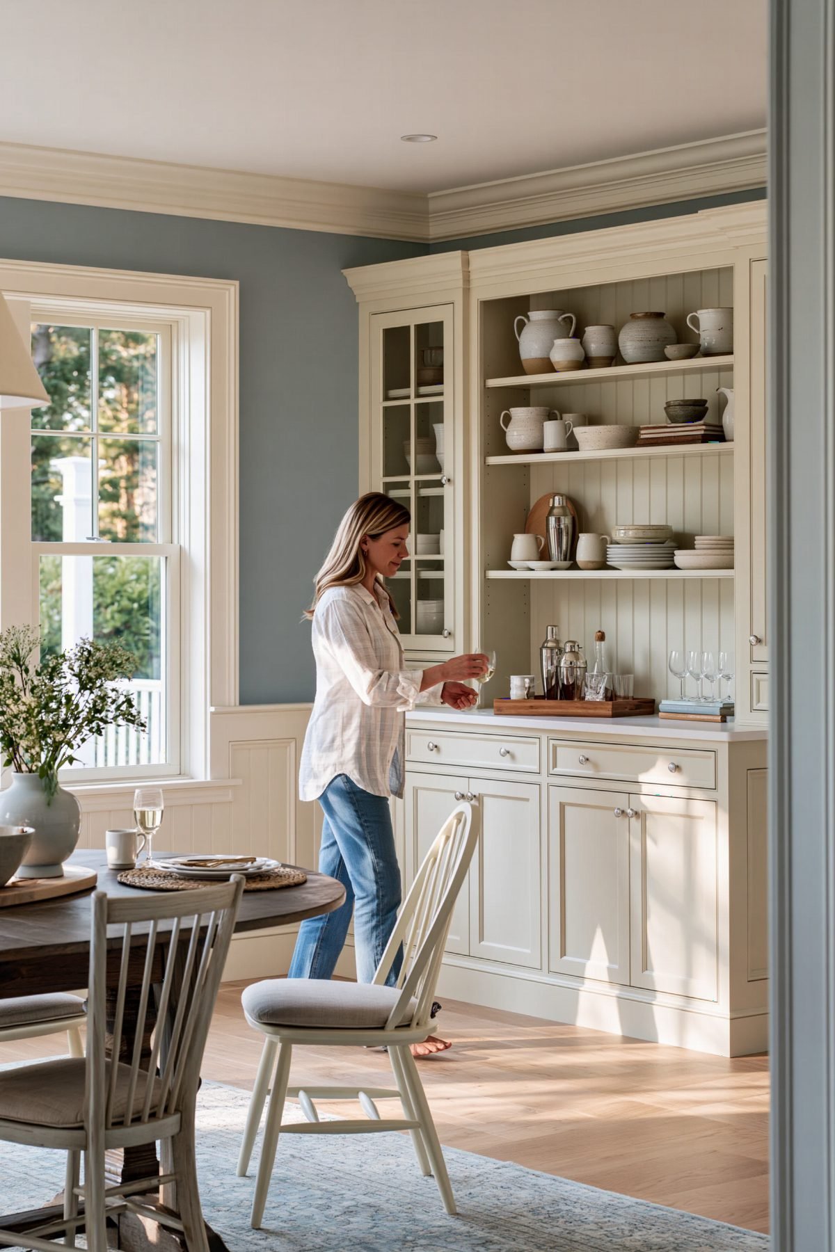 Soft Blue and Cream Cabinetry