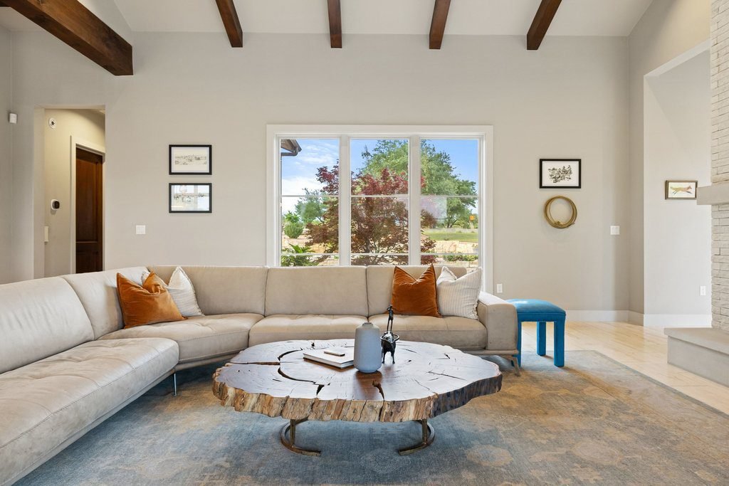 Warm Wood Beams and Rustic Live-Edge