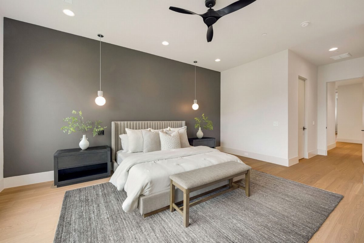 Charcoal Accent with Cream Linens
