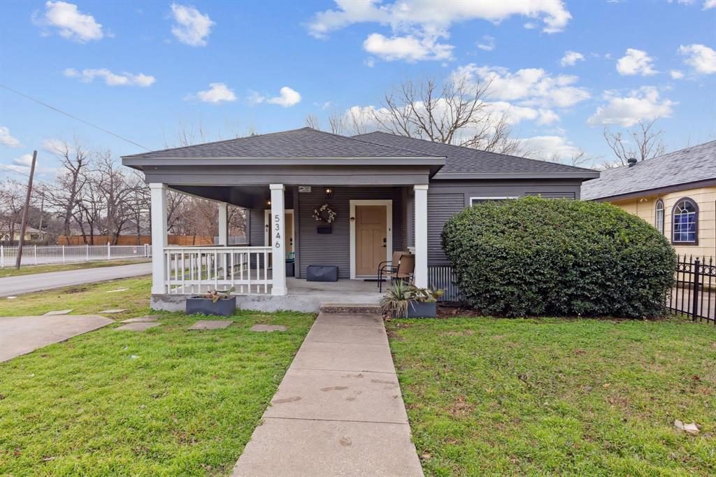 Slate Gray Bungalow with White Accents