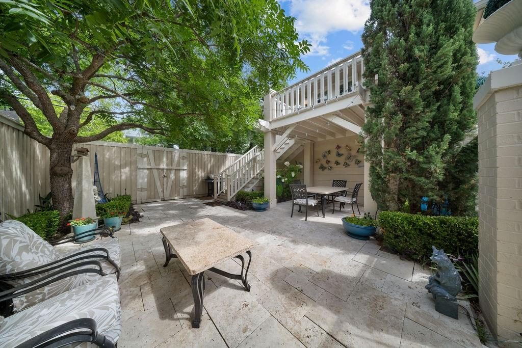 Limestone Patio with Wrought Iron
