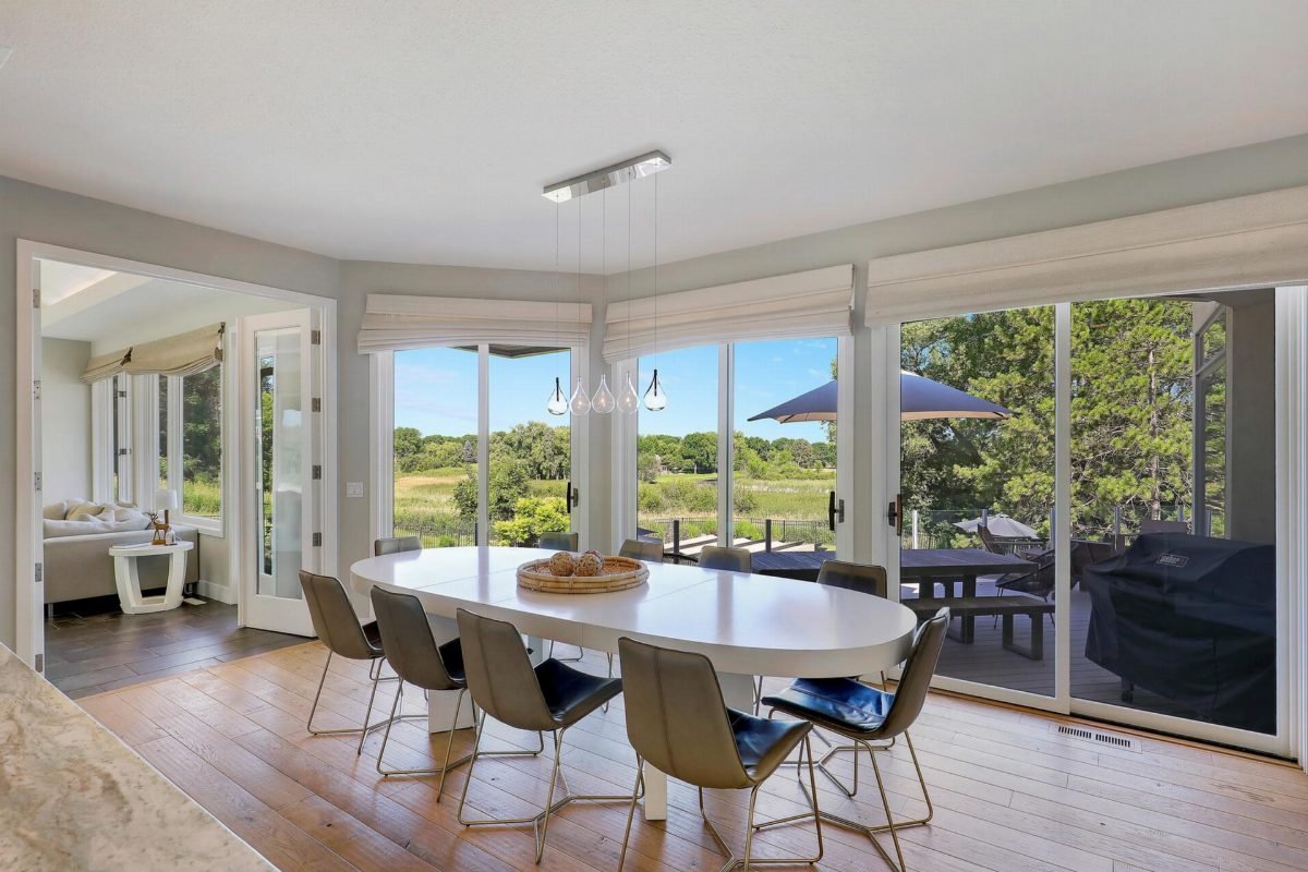 Gray Dining with Glass Views