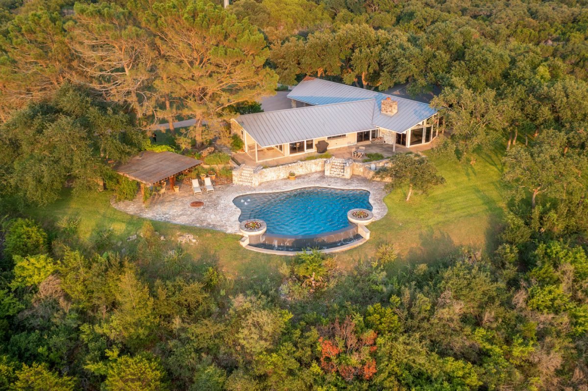Cedar Pergola and Stone Pool Deck