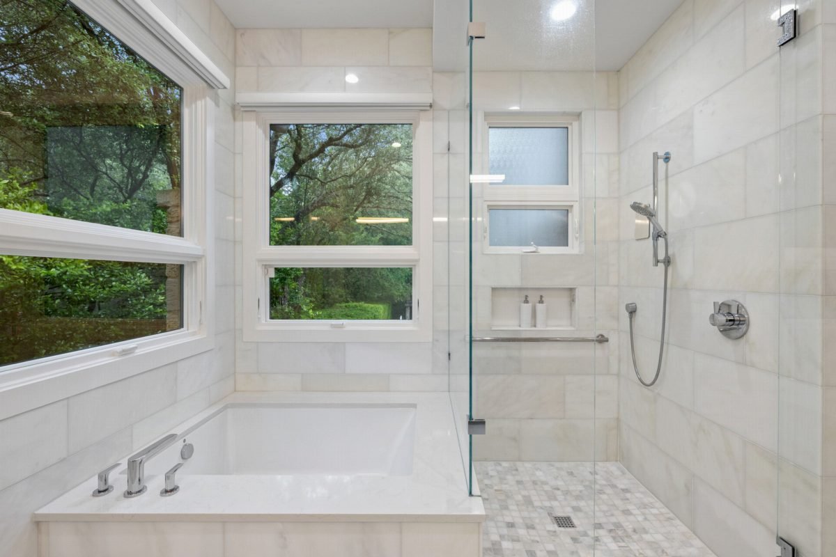 White Marble and Glass