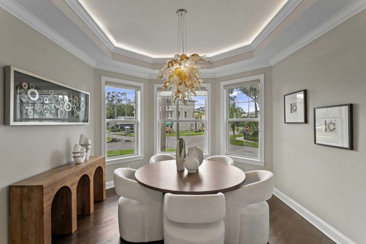 Curved White Seating with Oak