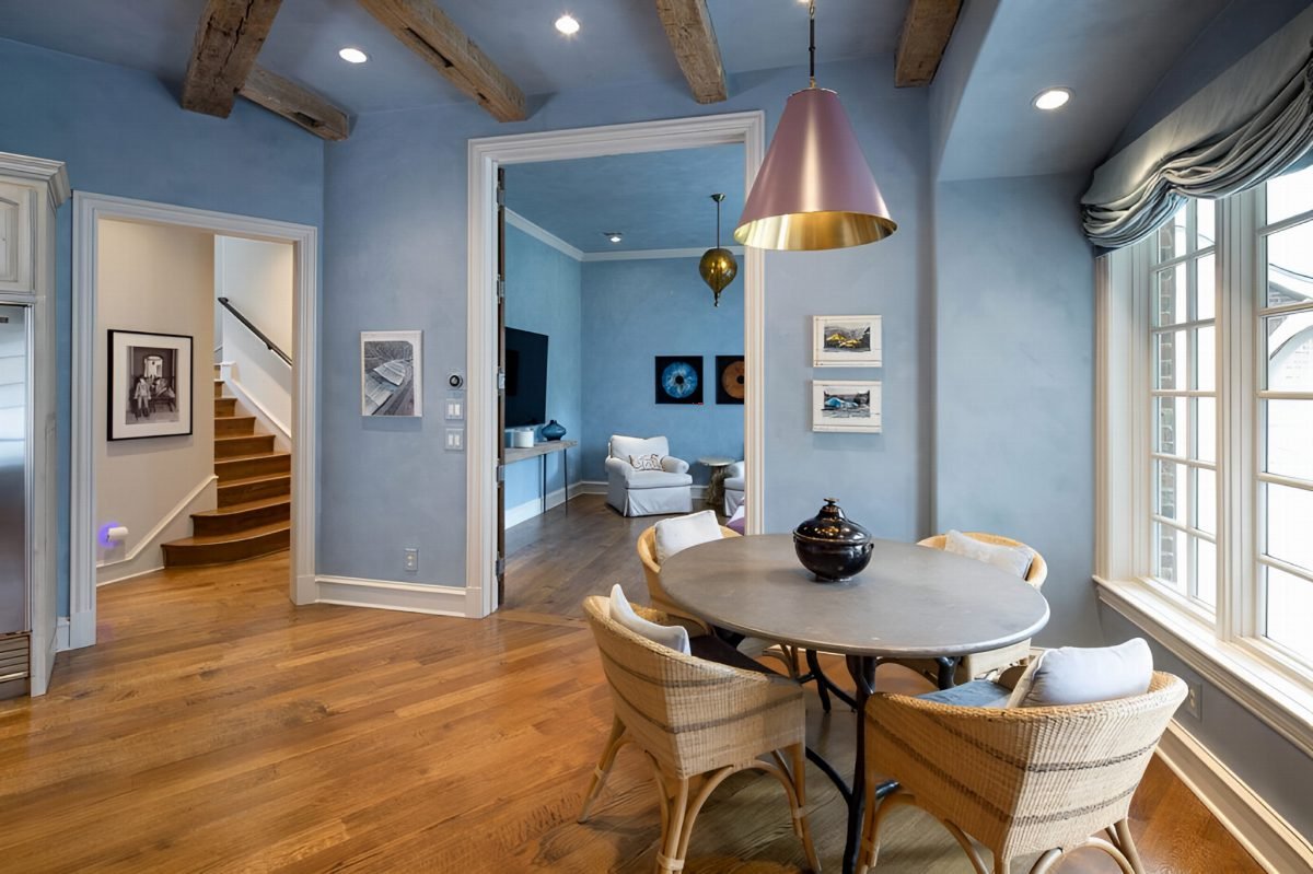 Soft Blue and Rattan Warmth
