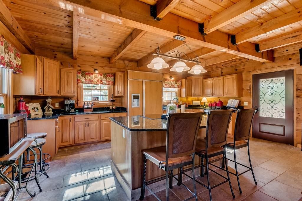 Log Cabin Kitchen with Beams