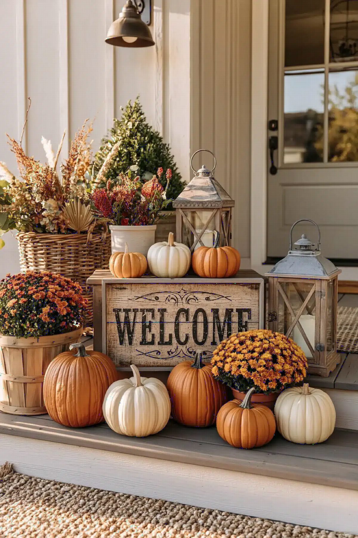 Weathered Welcome with Golden Blooms