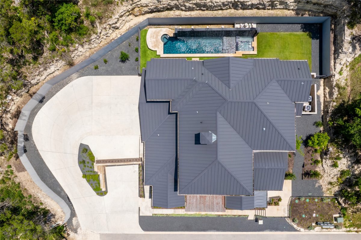 Charcoal Metal and Turquoise Pool