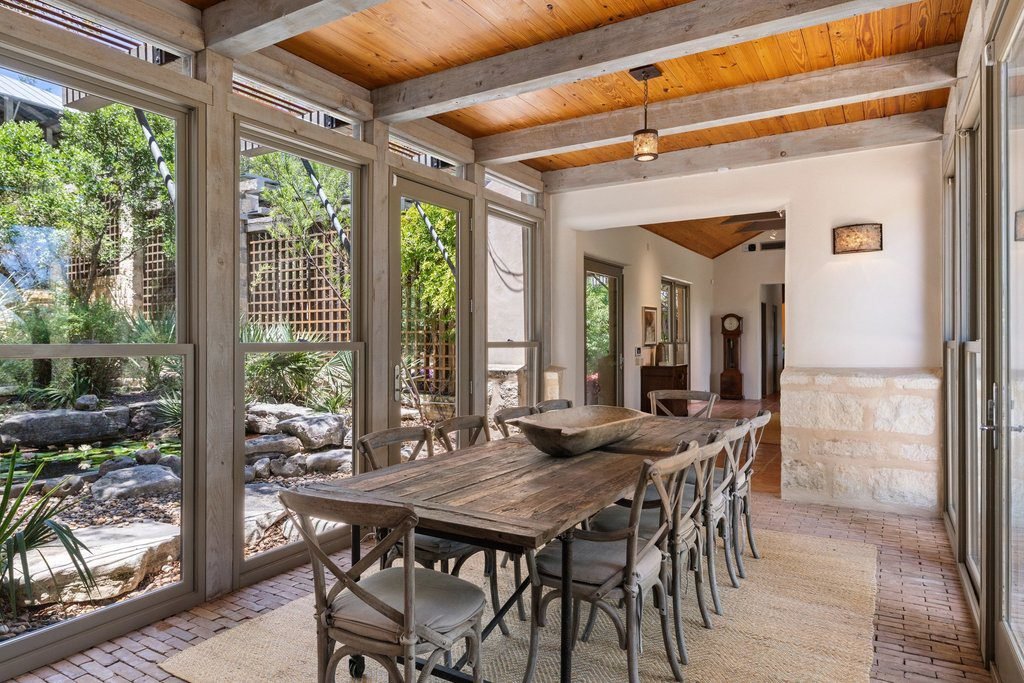 Rustic Wood and Wicker Dining