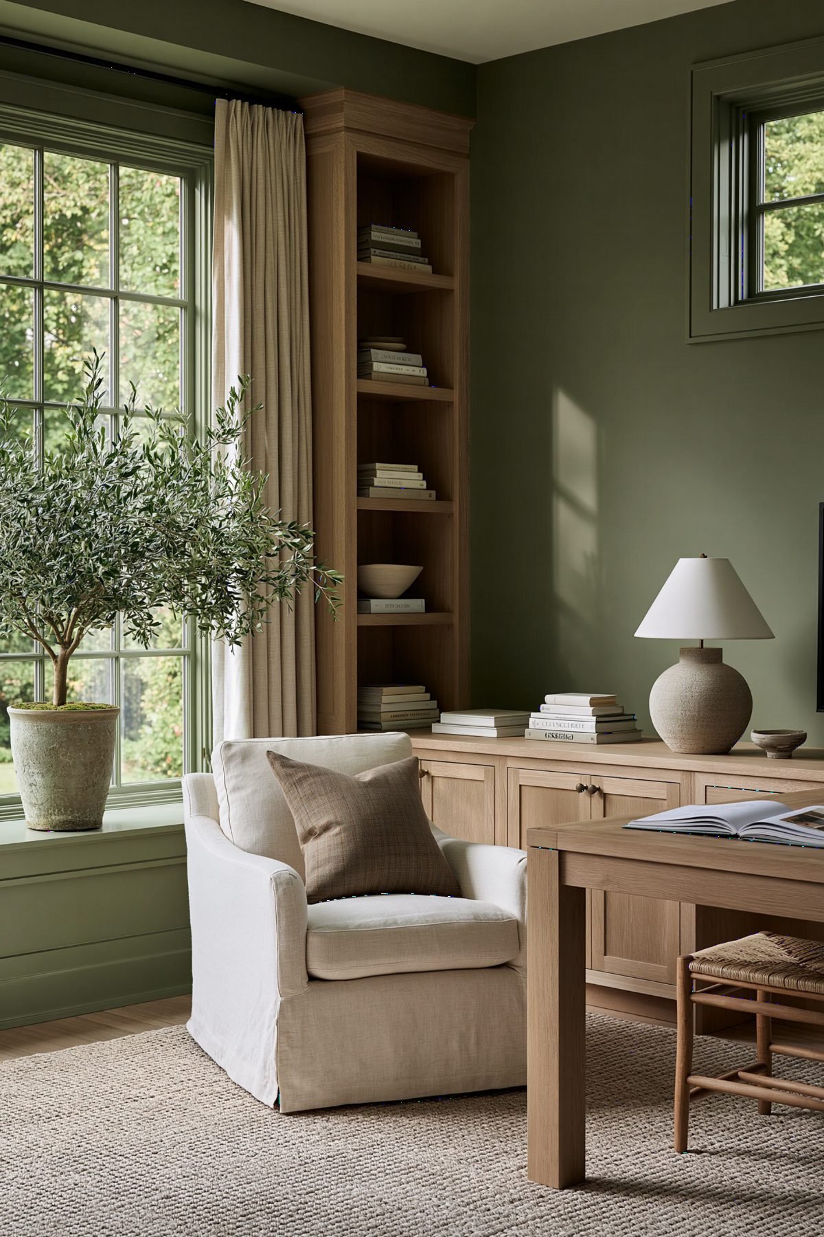 Muted Sage and Oak Warmth