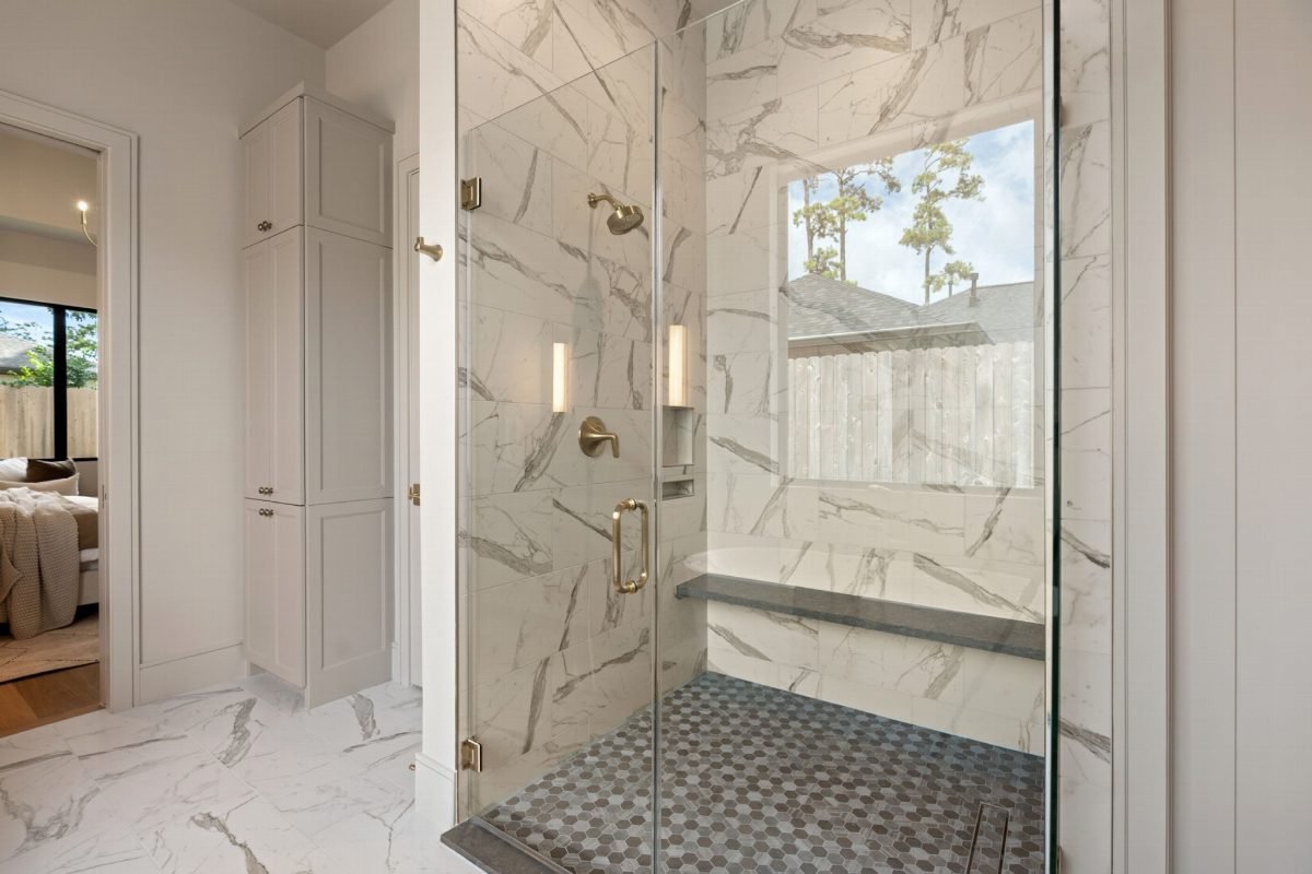 Veined Marble and Hex Tile