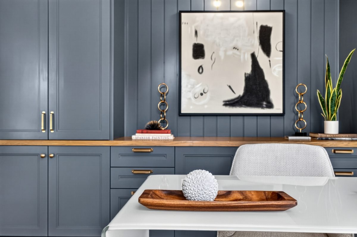 Slate Blue with Brass Accents