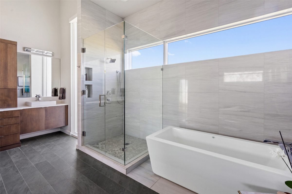 Cool Gray and Walnut Contrast