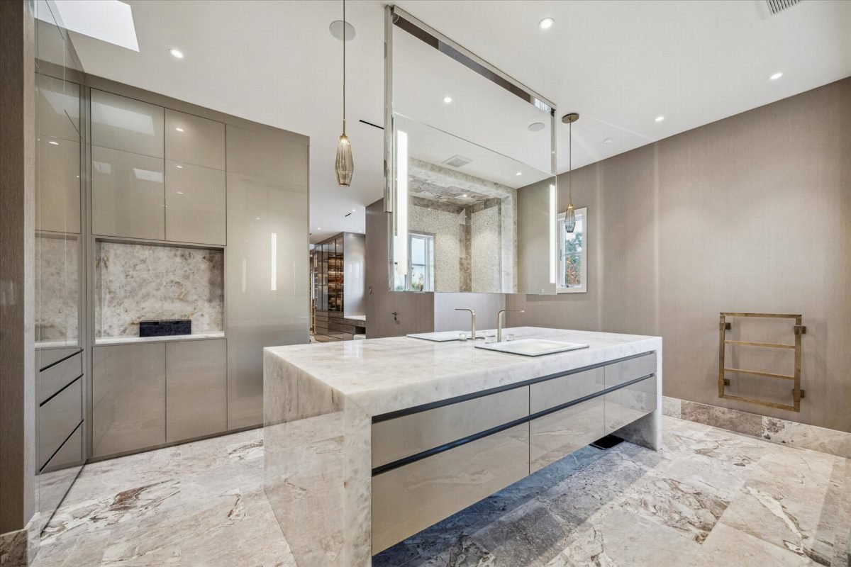 Smoked Gray Marble and Brass