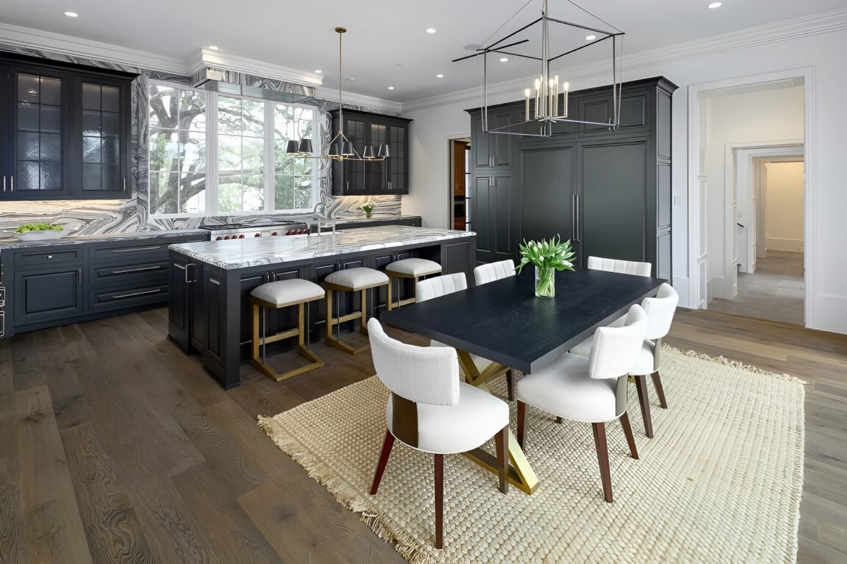 Charcoal Cabinetry with Marble Drama