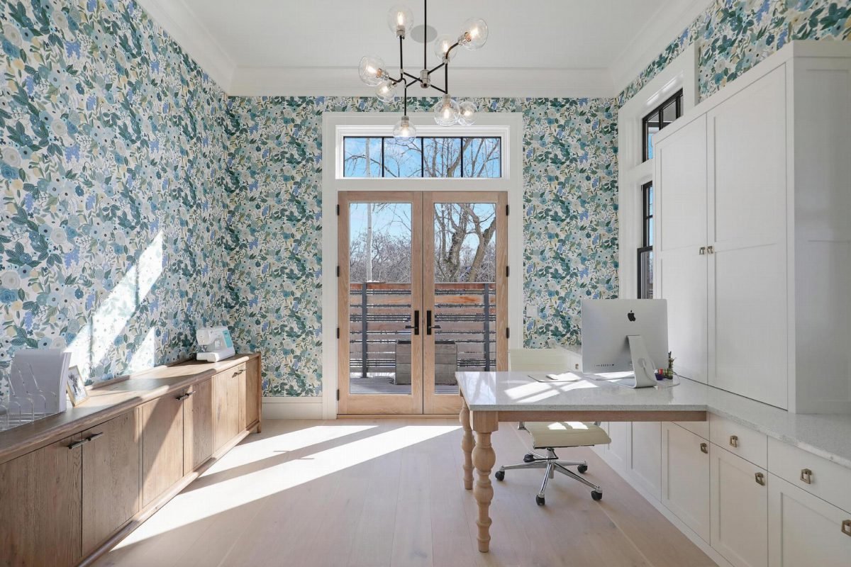 Wildflower Walls and White Cabinetry