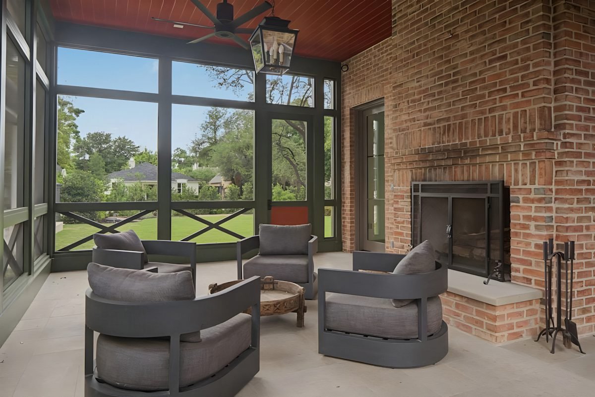 Redwood Ceiling and Brick Hearth