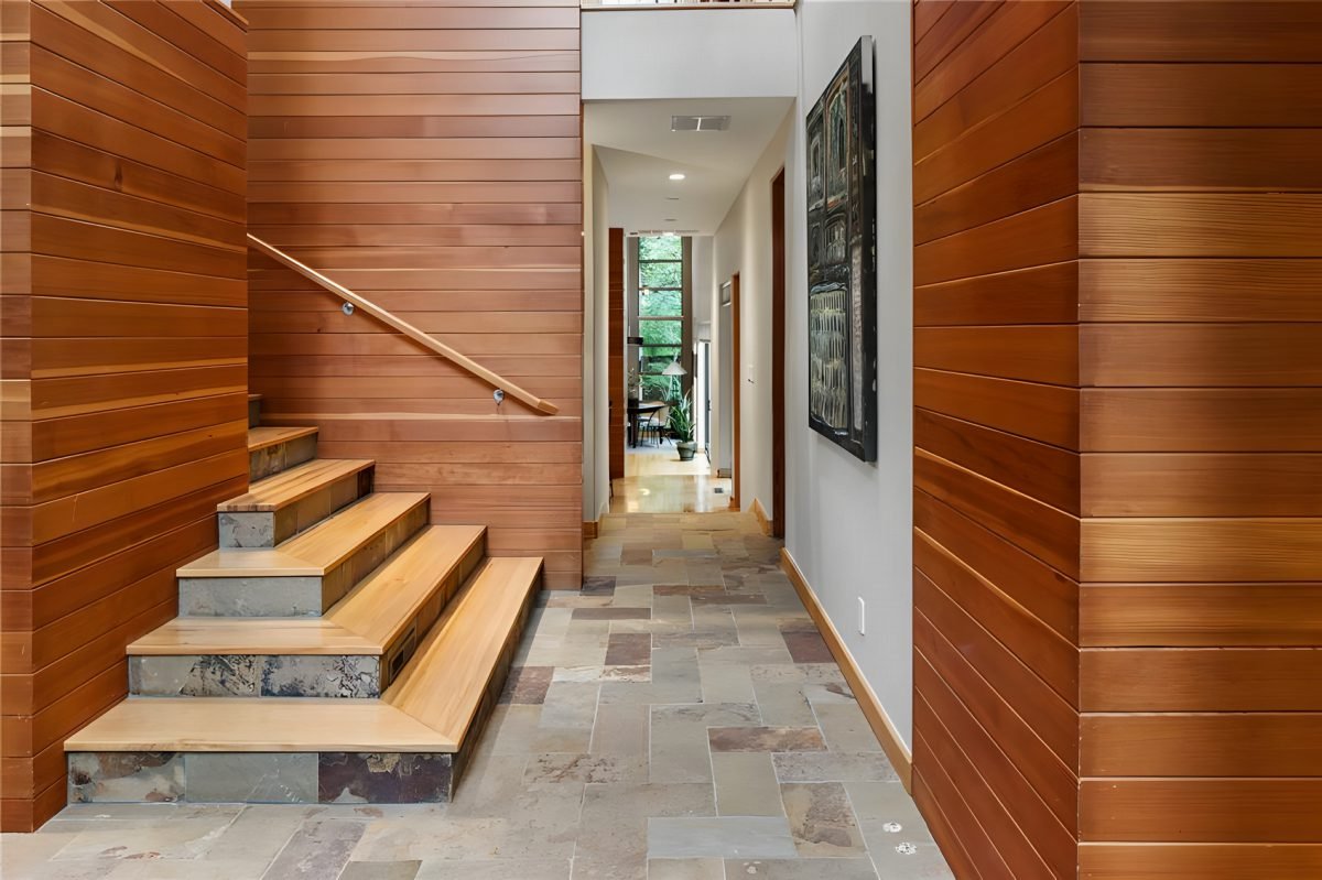Glowing Cedar and Stone Path