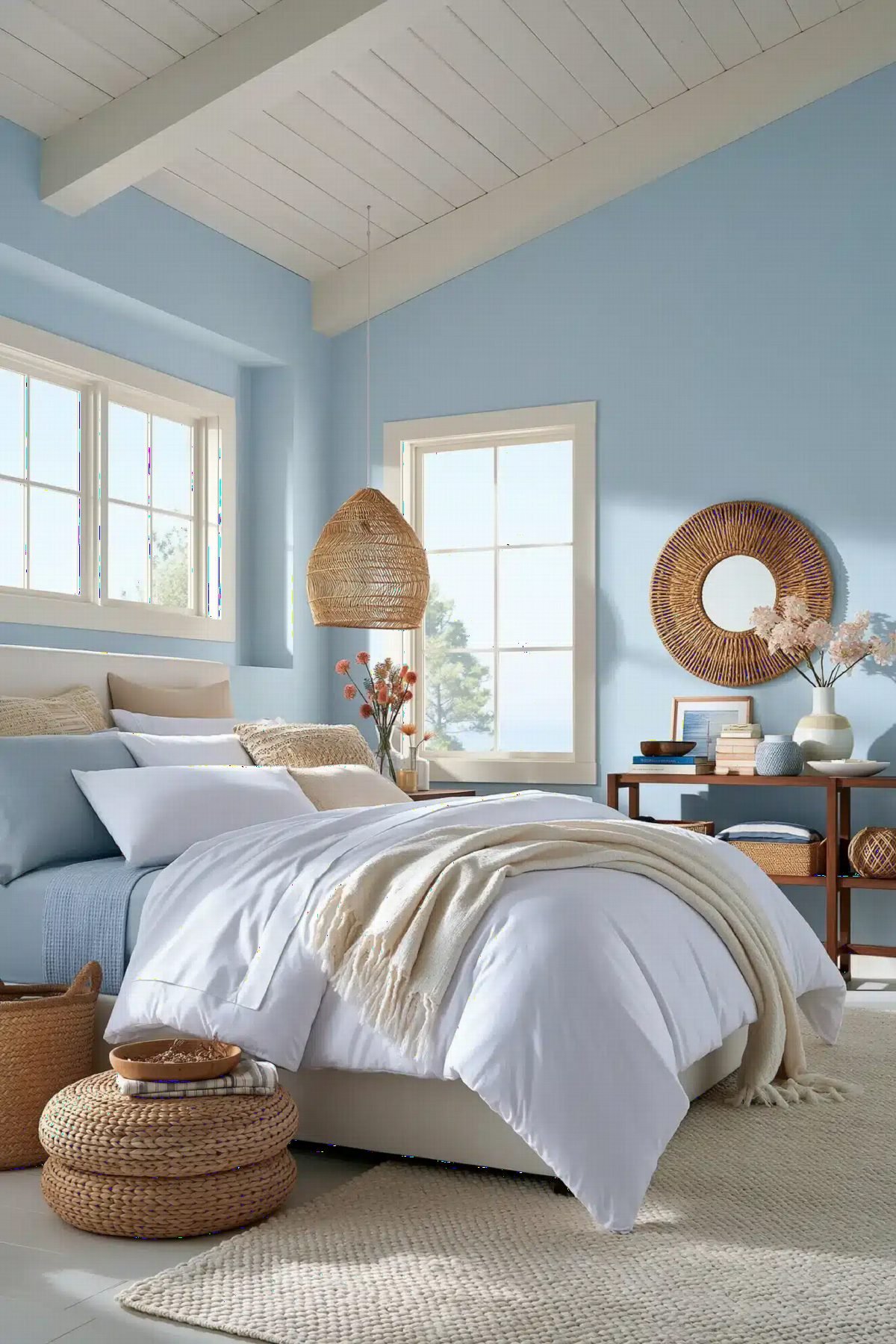 Woven Rattan and Soft Blue