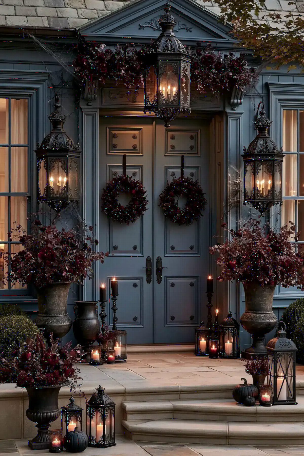 Gothic Crimson Candlelit Entry