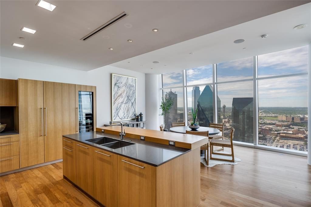 Honey Oak and Black Granite
