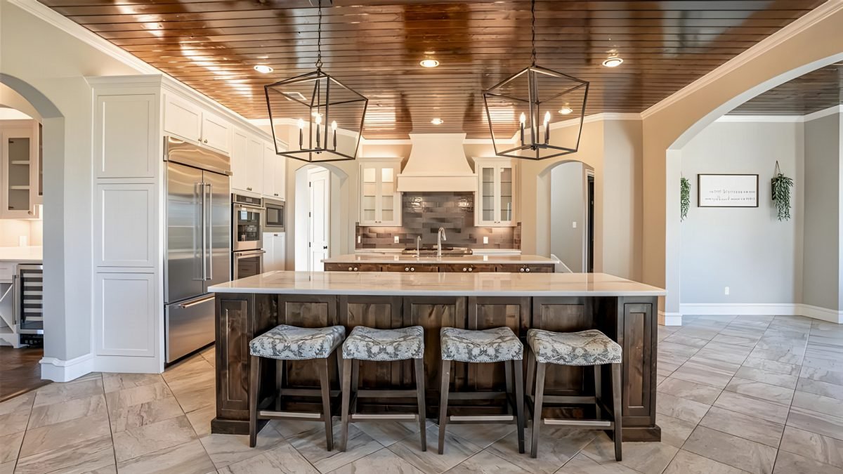 Cedar Ceiling with Marble Island