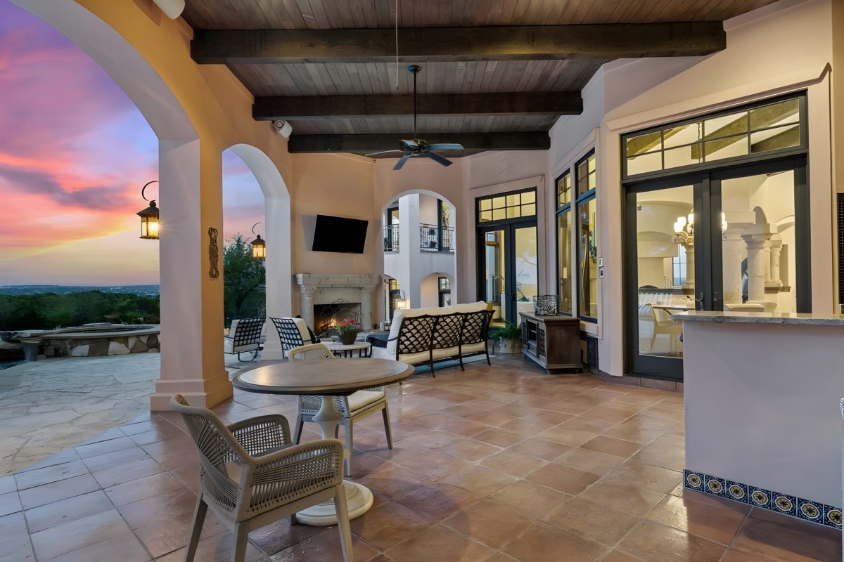 Terracotta Patio with Rustic Beams